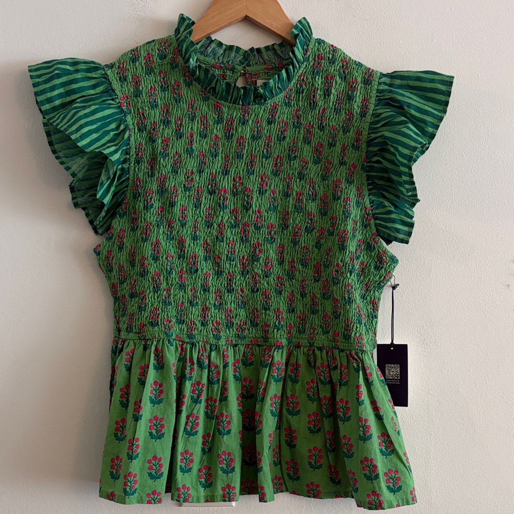 Printfresh NWT High Priority Smocked Blouse Size … - image 2